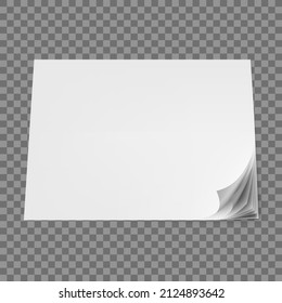 3D Stack Of A4 Papers With Curled Corner On Transparent Background. EPS10 Vector
