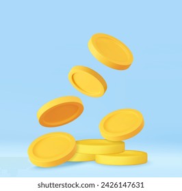 3D Stack of Gold Coins Icon. Empty Golden Money Sign. Growth, Income, Savings, Investment. Symbol of Wealth. Business Success. 3d rendering. Vector illustration