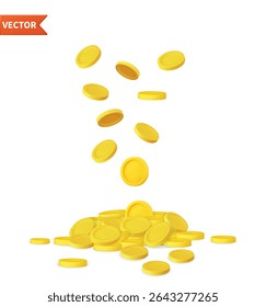 3D Stack of Gold Coins Icon. Empty Golden Money Sign. Growth, Income, Savings, Investment. Symbol of Wealth. Business Success. 3d rendering. Vector illustration