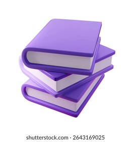3d Stack of vibrant purple books, symbolizing knowledge and education. Vector illustration perfect for educational designs, libraries, and academic content. Trendy and modern aesthetic.