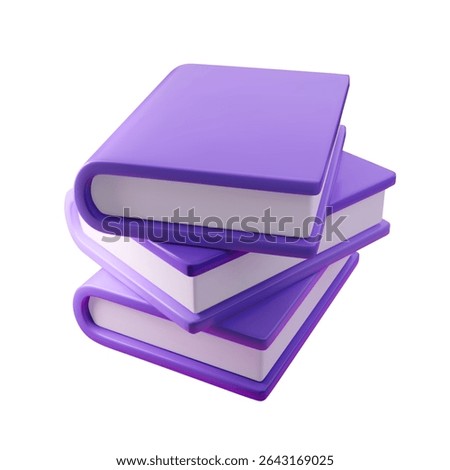 3d Stack of vibrant purple books, symbolizing knowledge and education. Vector illustration perfect for educational designs, libraries, and academic content. Trendy and modern aesthetic.