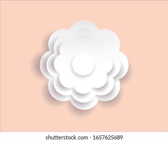 A 3d stacked big white paper flower on cute pink color background