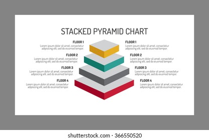 3.ª pirámide apilada. Gráfico de pirámide de cuatro niveles. Gráfico de pirámide infográfico. Gráfico gráfico infográfico de pirámides. Web infográfica de gráfico piramidal apilado. Imagen infográfica de gráfico de pirámide 3d.
