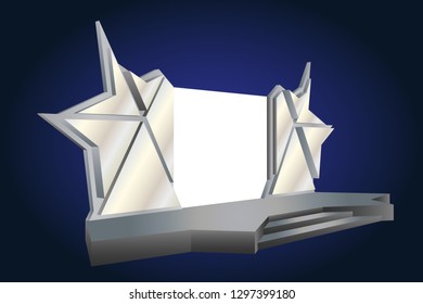 3d stage backdrop blank screen for presentation exhibition abstract style. Vector editable isolated.