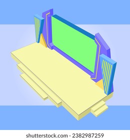 3d stage backdrop cover LED TV screen digital technology colorful style decoration with blank space logo company for event exhibition. Vector editable isolated.