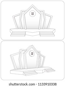 3d stage backdrop for exhibition with logo. Vector outline editable.