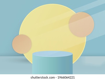 Escena de producto de fondo en 3d etapa con plataforma geométrica y luz solar en estilo de color retro. Plataforma para el concepto de producto de presentación. 3.ᵉʳ concepto de ilustración vectorial