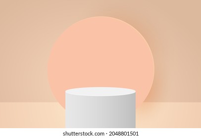 3D-Stage-Hintergrund-Produktszene mit geometrischer Plattform. Stage Hintergrund, Vektorgrafik 3D mit Podium. Bühne für kosmetische Erzeugnisse. Studiovorführung auf der modernen, modernen 3D-Studio-braunen Plattform
