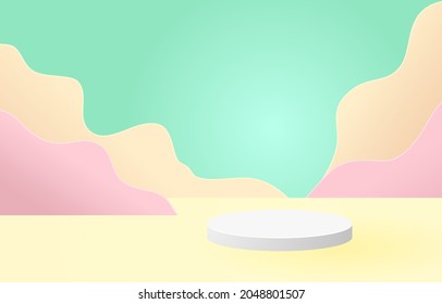 3d Stage background product scene with geometric platform. Stage background vector 3d rendering with podium. stage to show cosmetic products. Stage showcase on pedestal modern 3d studio brown platform