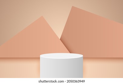 3d Escena del producto de fondo de la etapa con plataforma geométrica. Representación 3d del vector de fondo de la etapa con podio. para mostrar productos cosméticos. Escenario en plataforma peatonal moderna 3d studio marrón