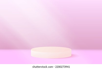 3d Stage background product scene with geometric platform. Minimal wall scene. Stage showcase on pedestal modern 3d studio pink platform to show cosmetic products, showcase, Product display, pedestal 
