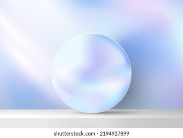 3D stage and circle holographic color backdrop and lighting on holographic scene background. You can use for product display. Vector illustration