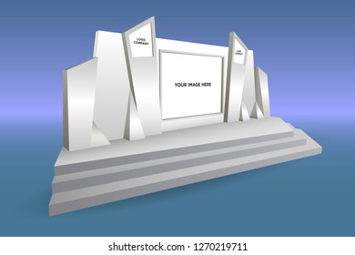 3d stage exhibition performance backdrop led screen with blank space for logo company. Vector editable isolated.