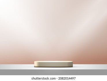pedestal de podio en 3D de color blanco, marrón y beige con iluminación mínima escena. Puede utilizarse para mostrar el producto. Ilustración del vector