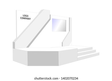 3d stage with led screen and blank space for logo company modern style.
Vector editable coloring drawing sketch outline isolated.