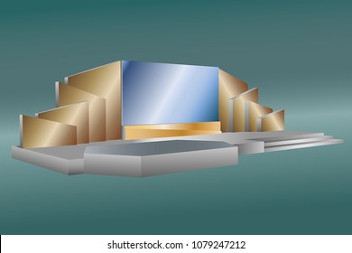 3d stage led screen  left view. Vector editable.
