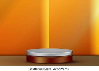 3D stage luxury golden podium cylinder