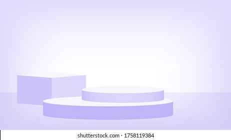 3d stage pedestal purple pastel, podium stage show for victory champion position, pedestal purple soft for cosmetics product display show, circle stand modern for product placement or presentation