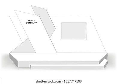 3d stage performance presentation exhibition with blank LED backdrop screen and space for logo company. Vector editable sketch outline drawing coloring isolated.