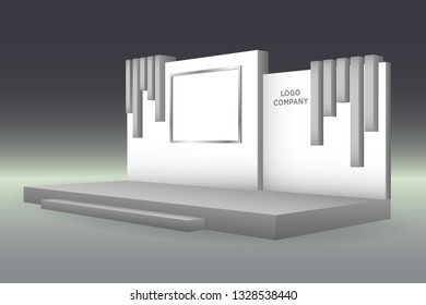 3d stage performance presentation exhibition with blank LED backdrop screen and space for your image. Vector editable isolated.