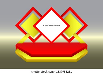 3d stage performance presentation exhibition with blank space for image. Vector editable isolated.