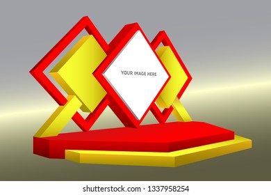 3d stage performance presentation exhibition with blank space for image. Vector editable isolated.
