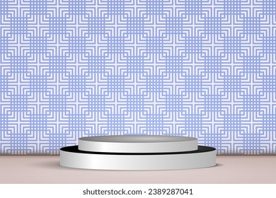 3D stage podium with geometric background