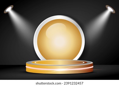 3D stage podium with light effect and ellipse background