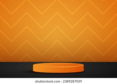 3D stage podium orange background