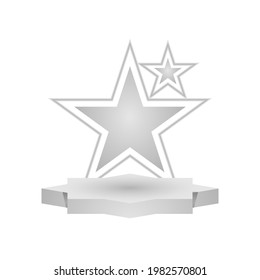 3.ᵉʳ podio estadio con plantilla de diseño estelar aislado en fondo blanco