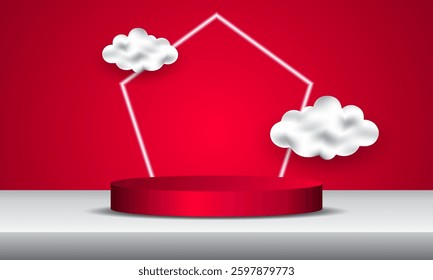 3d stage product podium. Studio stage view with platform base for sales template, presentation, mockup. Realistic abstract vector illustration.