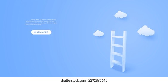 3D Stair with cloud sky background. business opportunities and strategy concept. vector art illustration.