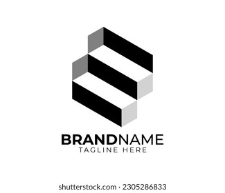 Logo-Vorlage für 3D-Treppe mit flachem Schatten
