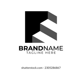3d stair ladder logo template with flat shadow