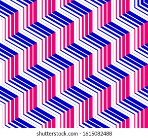 3D stair minimal lined seamless pattern, vector abstract repeat background wallpaper.