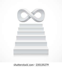 3d stairs with infinity symbol on top. Steps. Vector illustration
