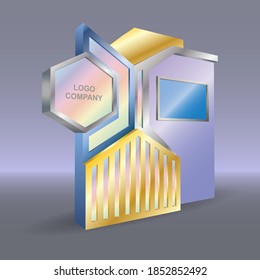 3d stand booth LED TV display futuristic digital high technology with blank space logo company for event exhibition. Vector editable isolated.