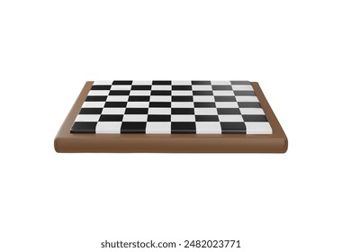 Tablero de ajedrez de madera vacío estándar 3d. Juego de Tablero. Campo de juego. Un juego de lógica competitiva para dos jugadores. Plantilla. Isométrico. Ilustración vectorial aislada sobre fondo blanco.