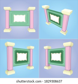 3d standing backdrop TV screen for information display. Vector editable isolated.