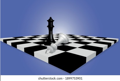 3d standing of different chess pieces in black color. Set of chess. Games and entertainment. Big and small parts