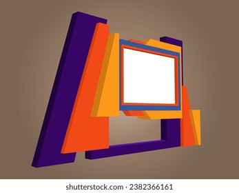 3d standing display backdrop digital futursitic technolgy HUD UI cover blank LED screen content logo company for banner information registration event exhibition. Vector editable isolated.