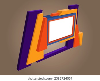 3d pantalla de fondo de pantalla de fondo tecnología digital de futuro HUD interfaz de usuario cubierta pantalla LED en blanco marca de logotipo de contenido de pantalla para exhibición de evento de registro de información de banner. Vector editable aislado.