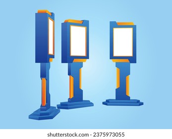 3d standing display banner LED screen digital futuristic style decoration with blank space for logo and title company. Vector editable isolated.