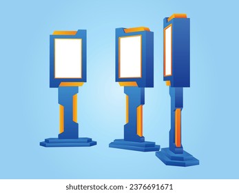 3d standing display banner LED screen digital futuristic style decoration with blank space for logo and title company. Vector editable isolated.