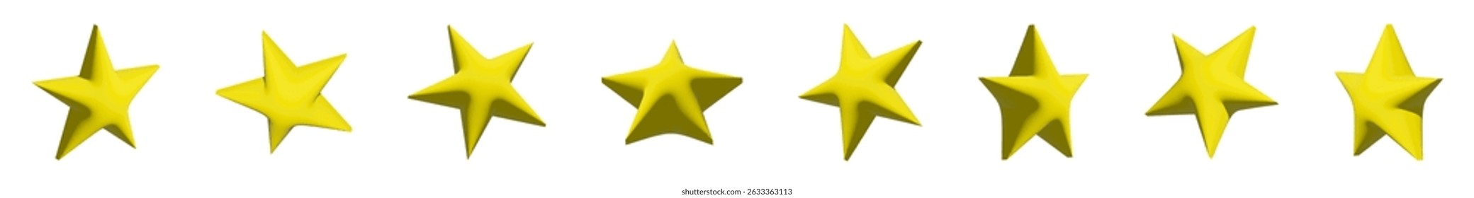3D Star Animation Set - Rotación del elemento amarillo del juego de dibujos animados