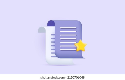 3d star bookmark favorite vector icon concept isolated on purple background.Trendy and modern vector in 3d style.