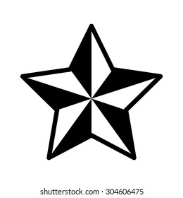 3D star or Christmas star decoration flat vector icon for apps and websites