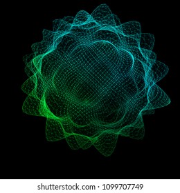 3D star from color lines  connected grid. Vector illustration.