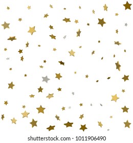 3d Star Falling Print. Gold Yellow Starry on transparent Background. Vector Confetti Star Background Pattern. Golden Starlit Card. Confetti Fall Chaotic Decor. Modern Creative Pattern