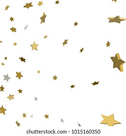 3d Star Falling Print. Gold Yellow Starry on transparent Background. Vector Confetti Star Background Pattern. Golden Starlit Card. Confetti Fall Chaotic Decor. Modern Creative Pattern